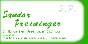 sandor preininger business card